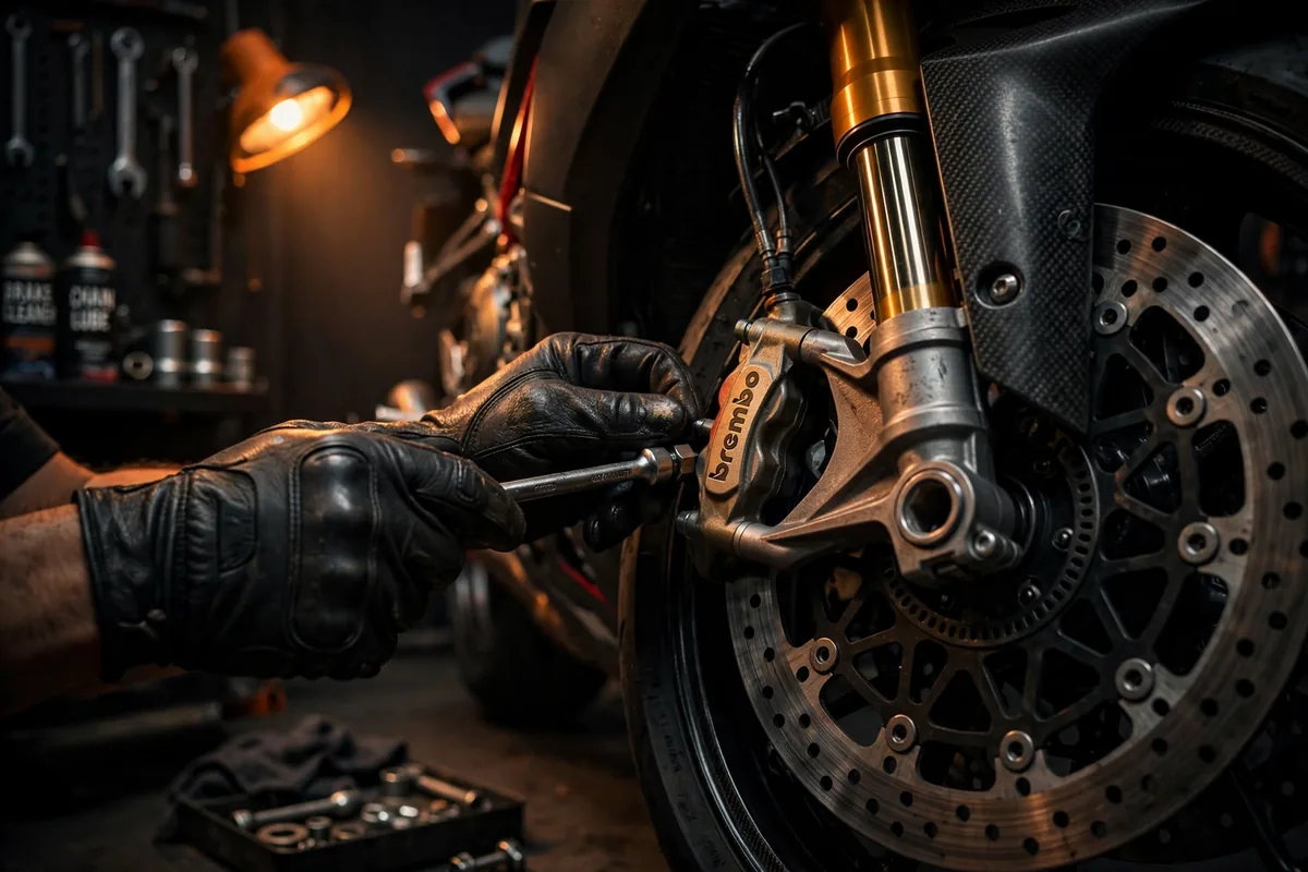 Detalhe de freio de motocicleta